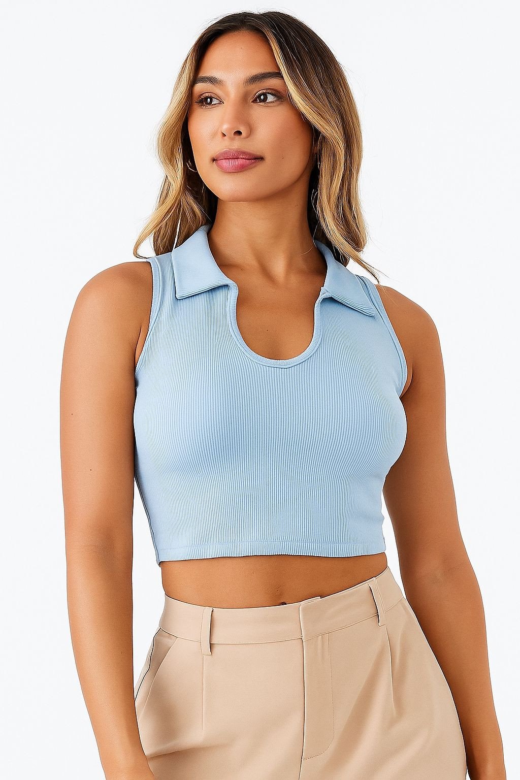CROPPED REGATA TIPO POLO 