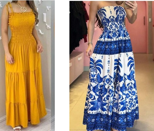 VESTIDO LONGO COM LASTEC