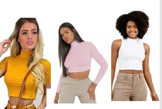 MODELAGEM CROPPED GOLA ALTA MANGA CURTA LONGA 