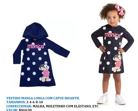 MODELAGEM VESTIDO INFANTIL COM CAPUZ 