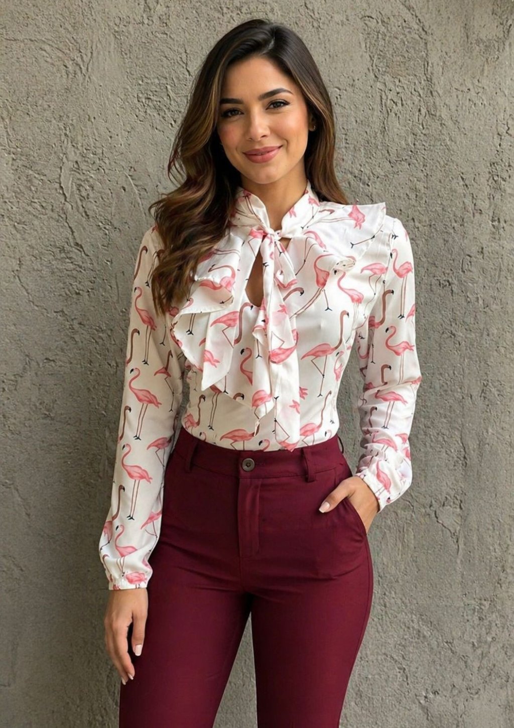 CAMISA FEMININA COM GRAVATA
