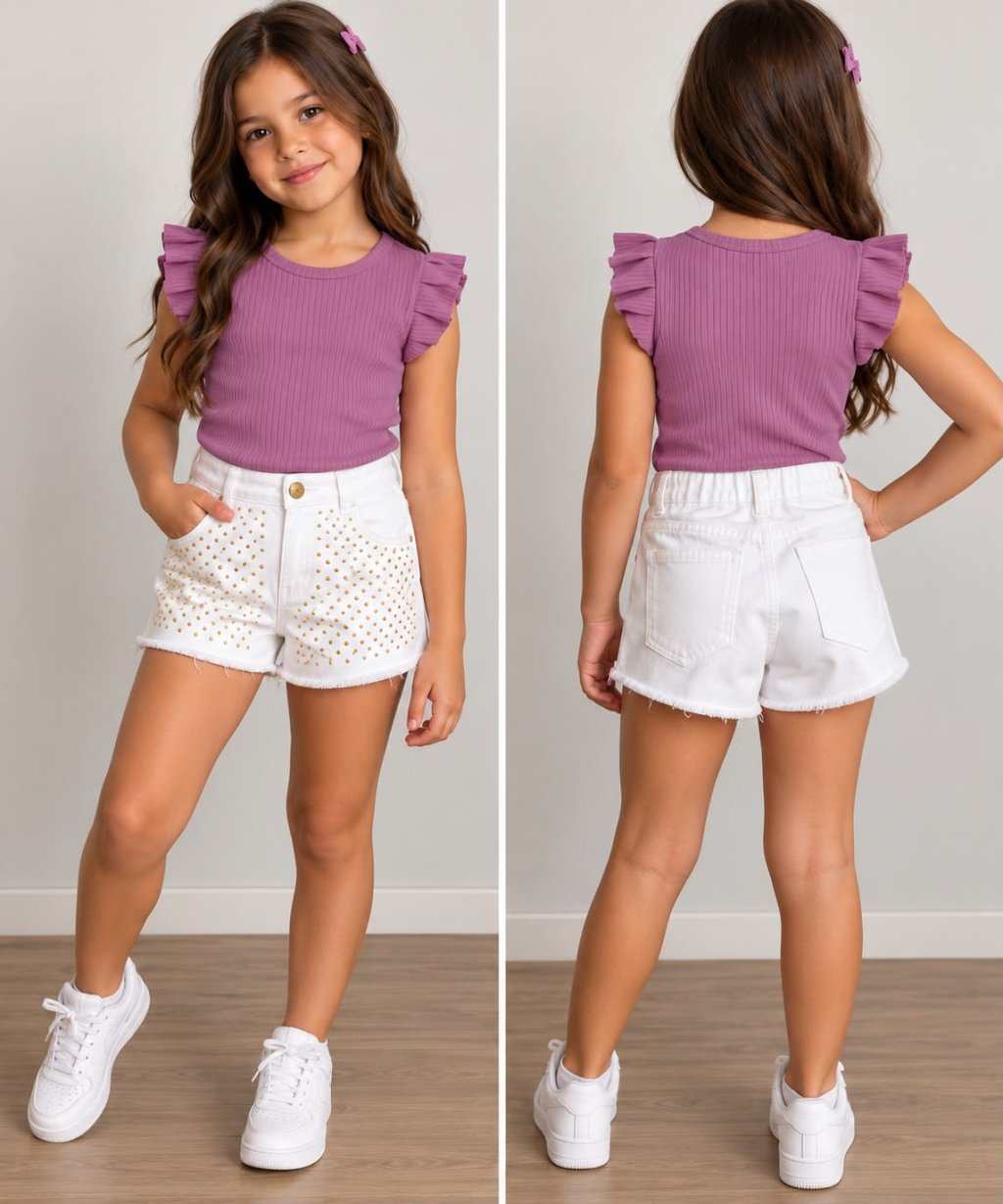 MOLDE SHORTS JEANS INFNATIL MENINA 