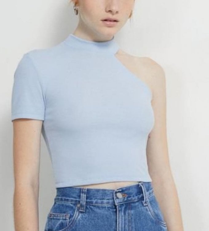 CROPPED GOLA ALTA OMBRO ÚNICO