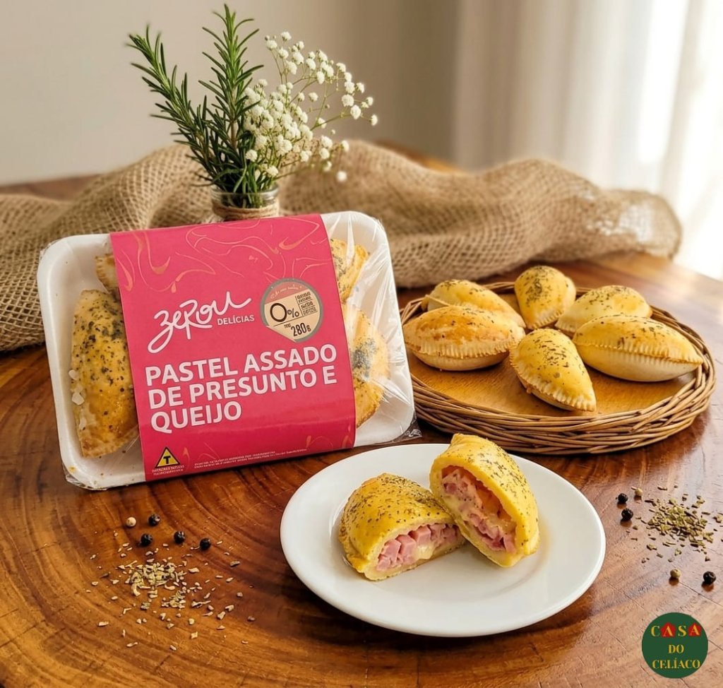 Pastel assado presunto e queijo 6 unidades