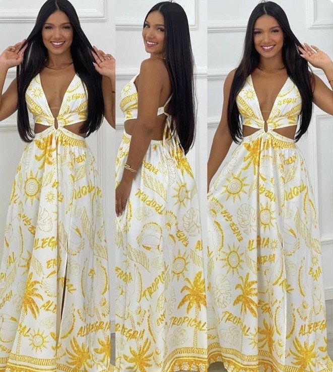 VESTIDO ESTAMPADO AMARELO