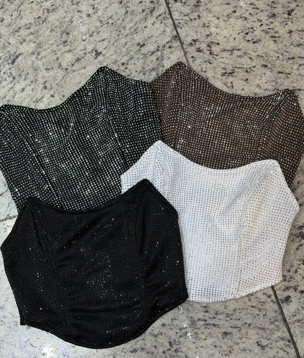 CORSELET PRETO E PRETO COM PRATA