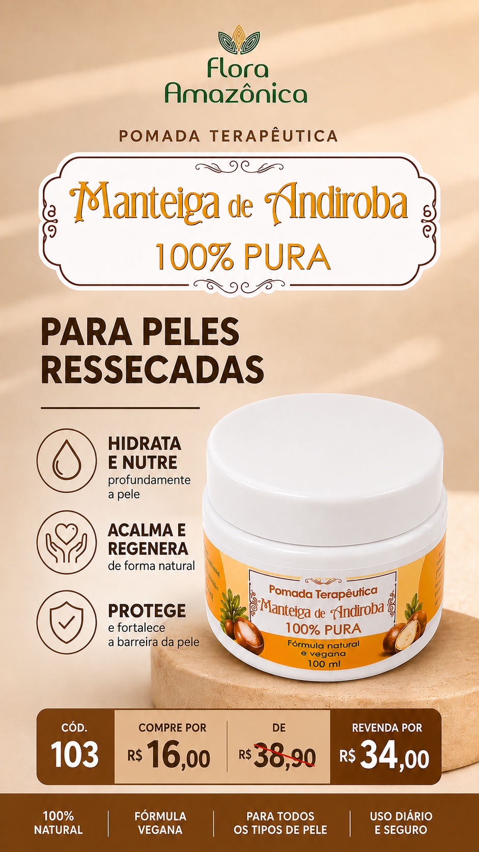 CÓD. 0103- Pomada terapêutica andiroba (VENDA: R$34