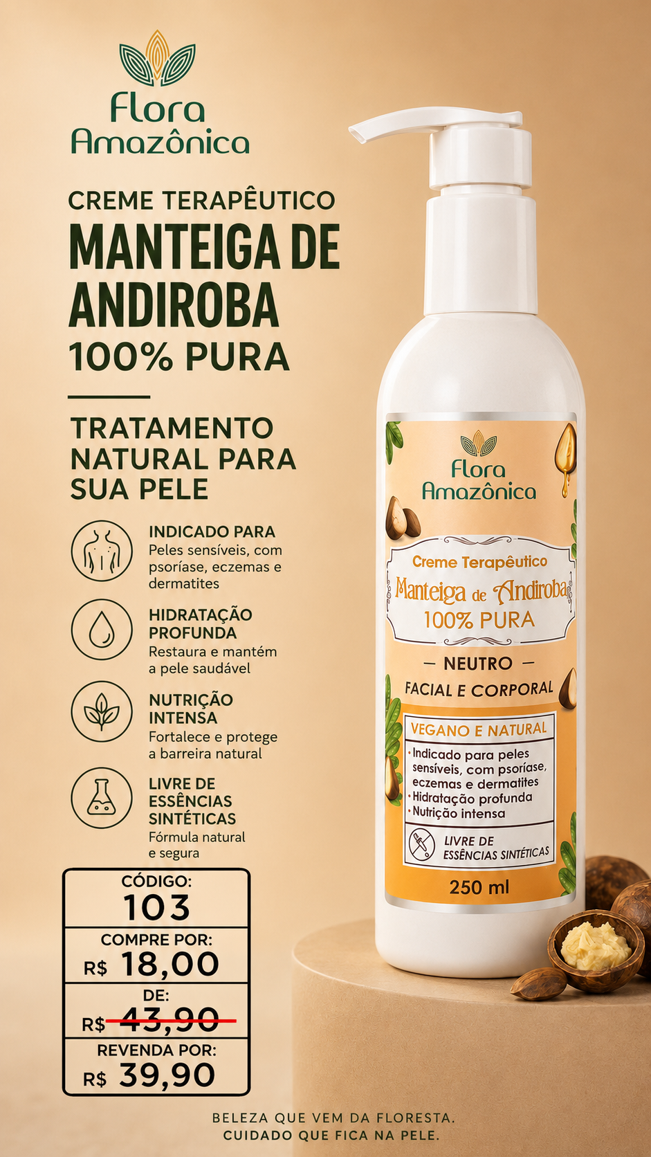 Cód. 103- Creme  terapeutico andiroba  (VENDA: R$39,90)