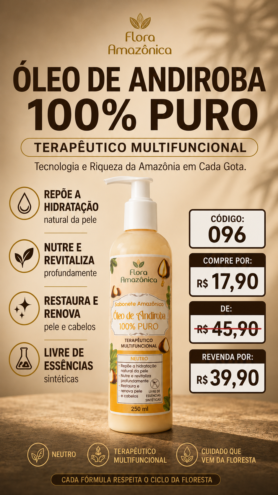 CÓD. 100- Sabonete da Amazônia Andiroba (VENDA:R$39,90)