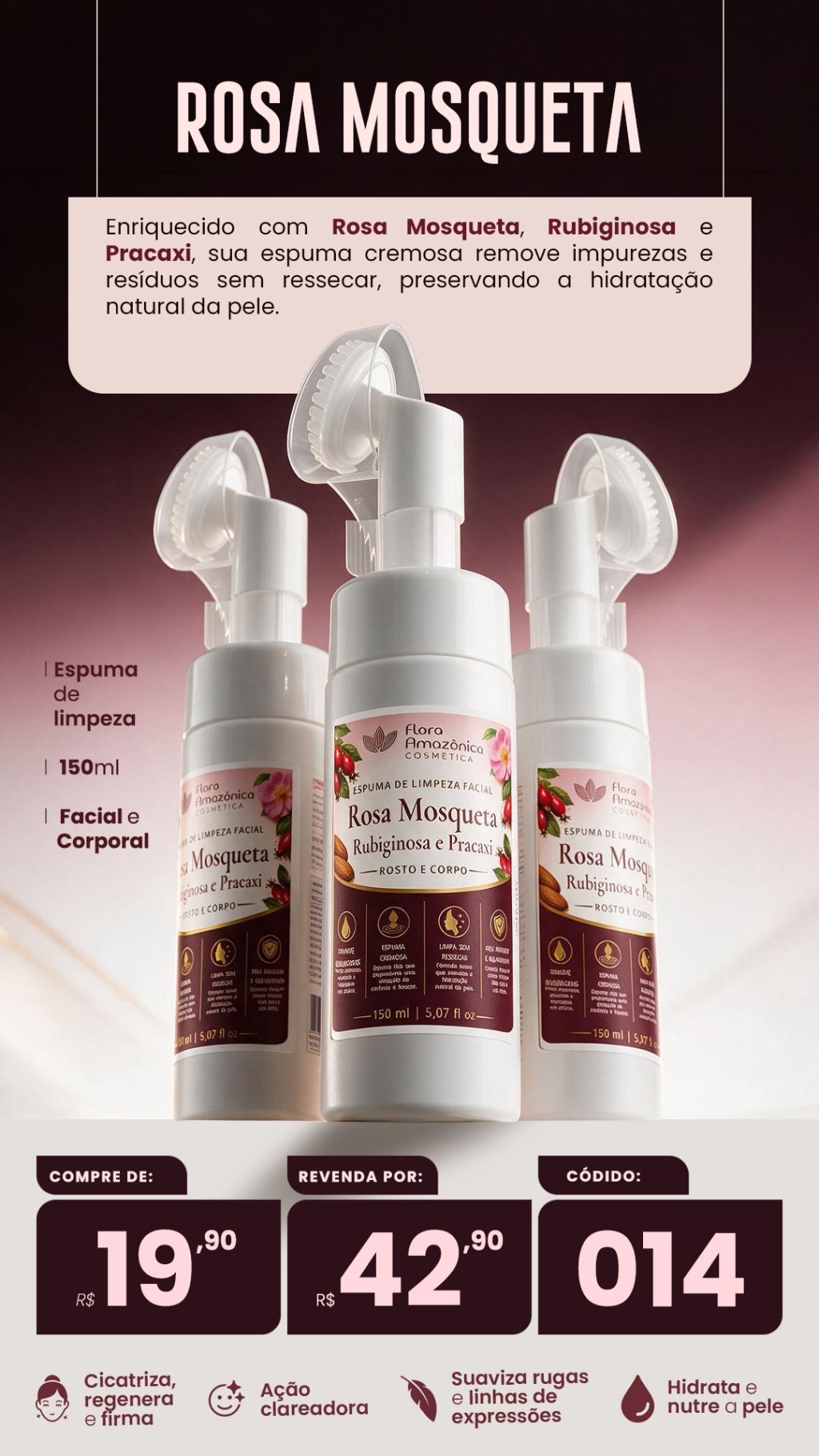 CÓD. 014- Espuma facial rosa mosqueta (VENDA:42,90)