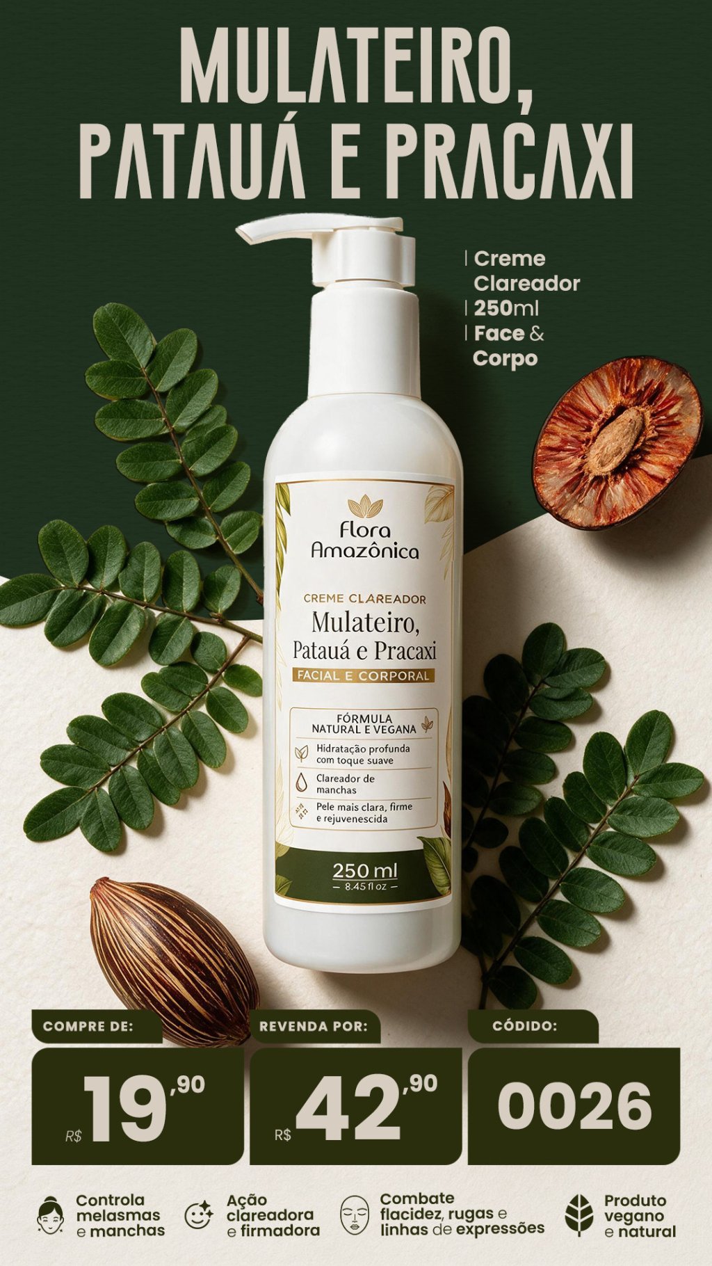 CÓD. 006- Hidratante corporal  mulateiro, Pracaxi e pataua (VENDA:R$42,90)
