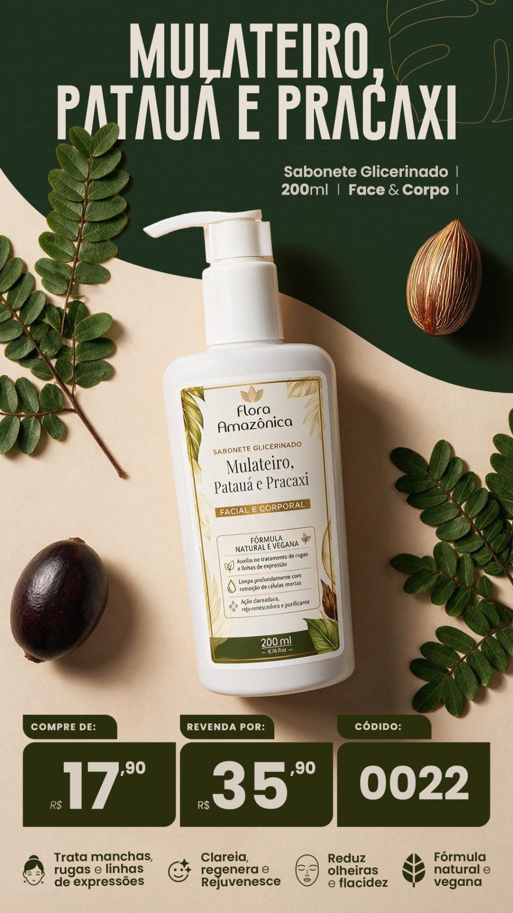 CÓD. 0022-Sabonete glicerinado facial mulateiro (VENDA:R$35,90)