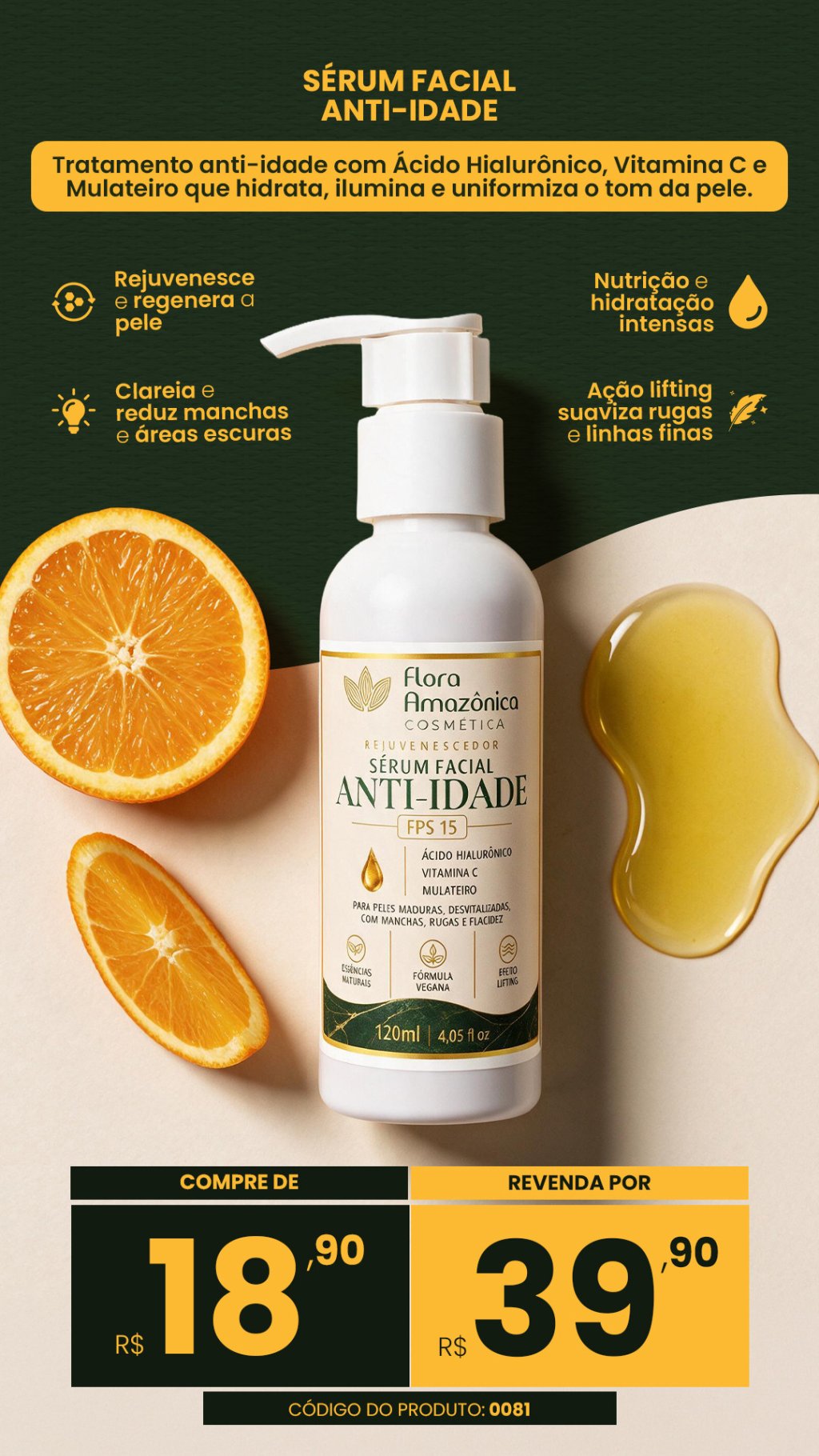 COD.0081- Rejuvenescedor Sérum Anti-Idade  (VENDA:R$39,90)