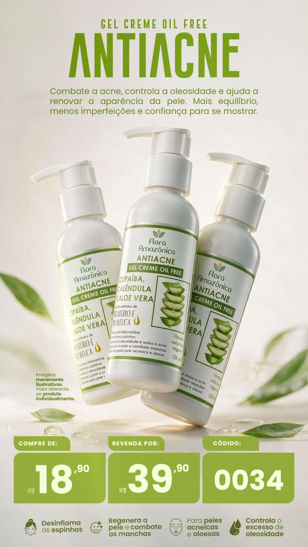 CÓD. 0034-  Gel creme ANTIACNE- (VENDA:R$39,90)
