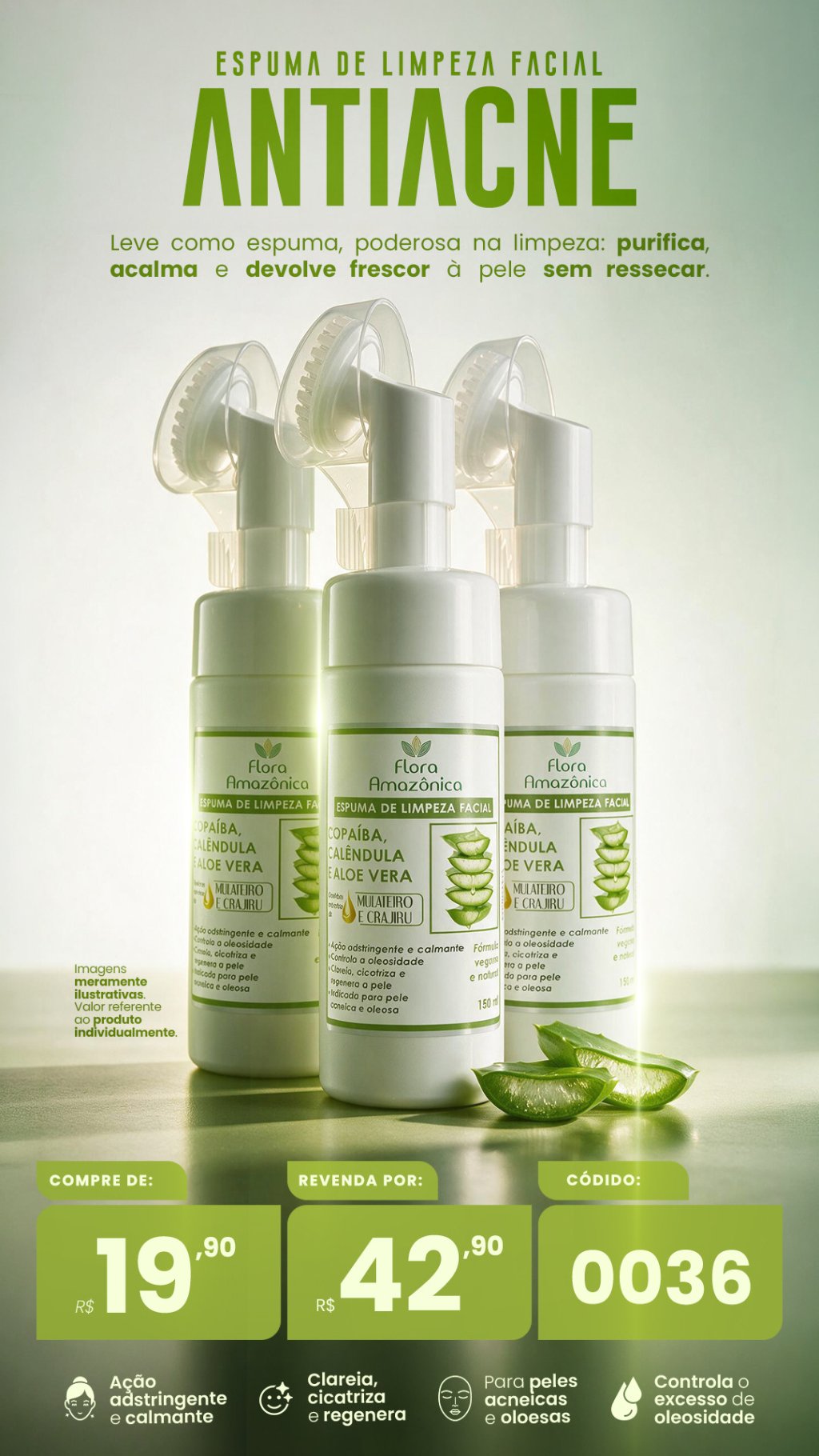 CÓD. 0036 - Espuma de limpeza facial   (VENDA:R$42,90)