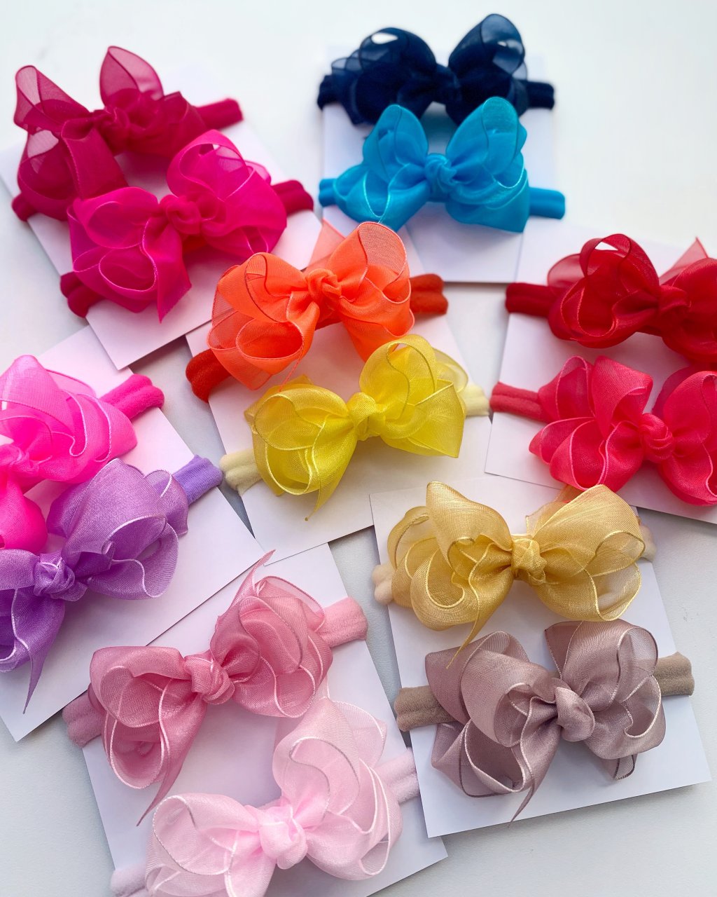 Kit 14 Laços Boutique Duplo em Organza Pequeno - P07