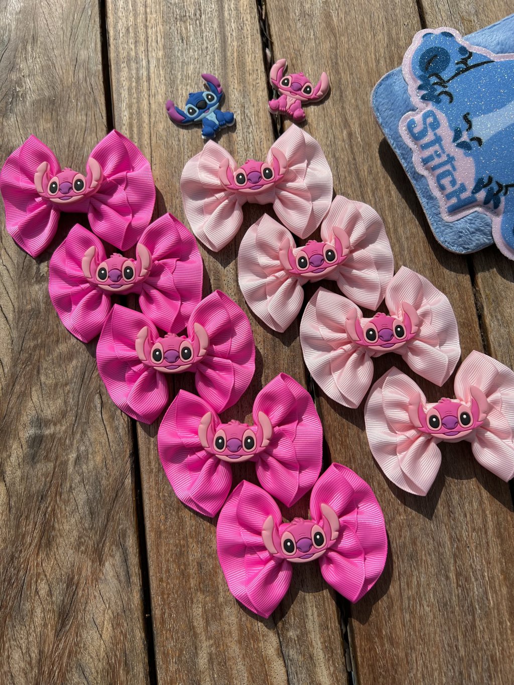 Kit 20 Laços Franzidos Gorgurão Tamanho Médio - Stitch & Angel