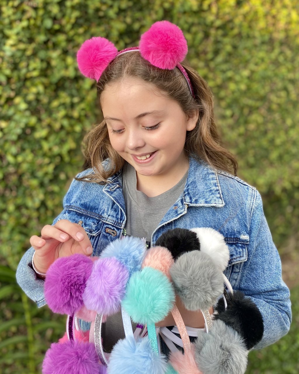 Kit 10 Tiaras Glitter Pompom Urso Pelinho Cores Sortidas