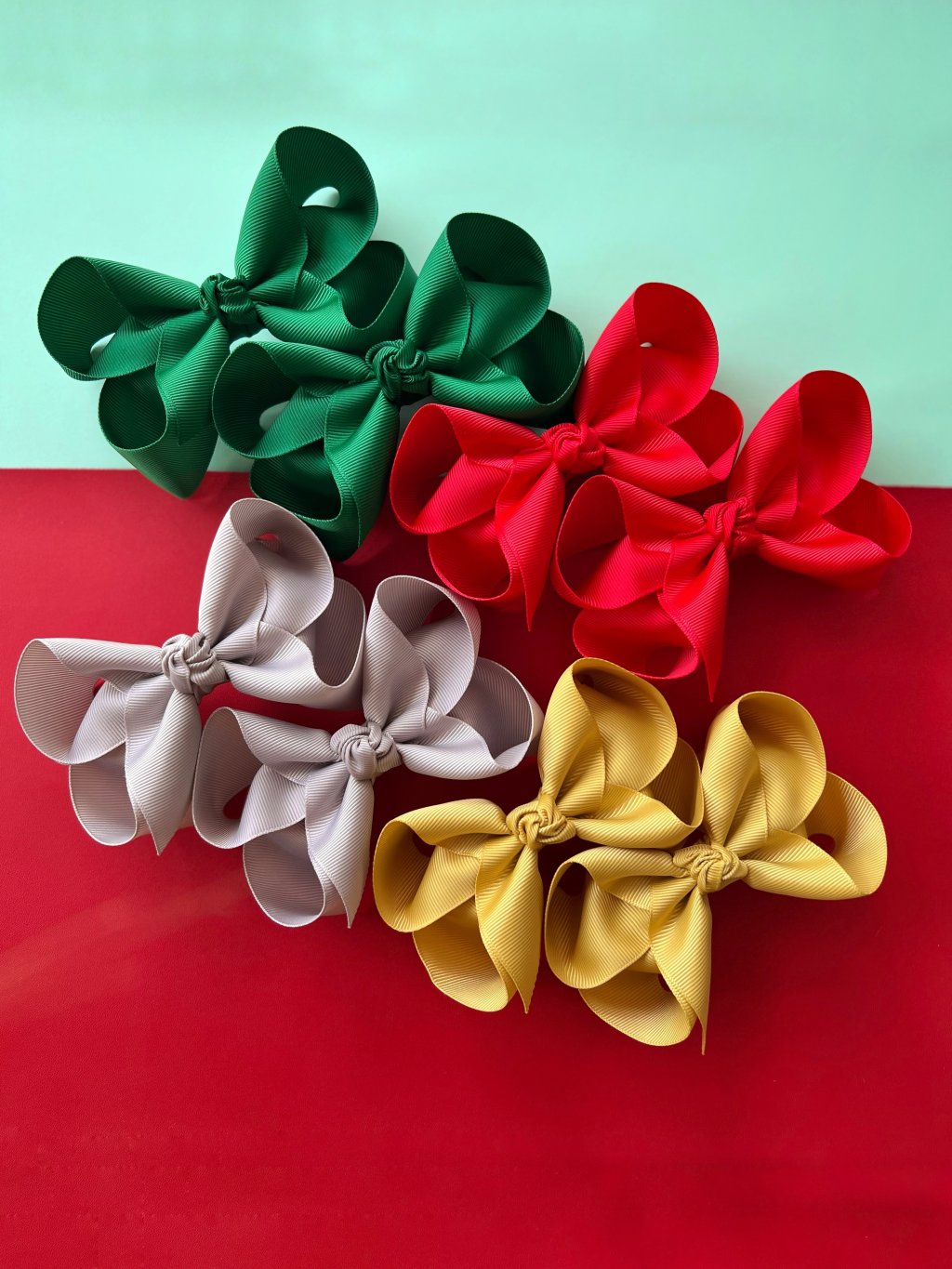 Kit 8 Laços Boutique Grande Gorgurão no Bico de Pato - Boas Festas