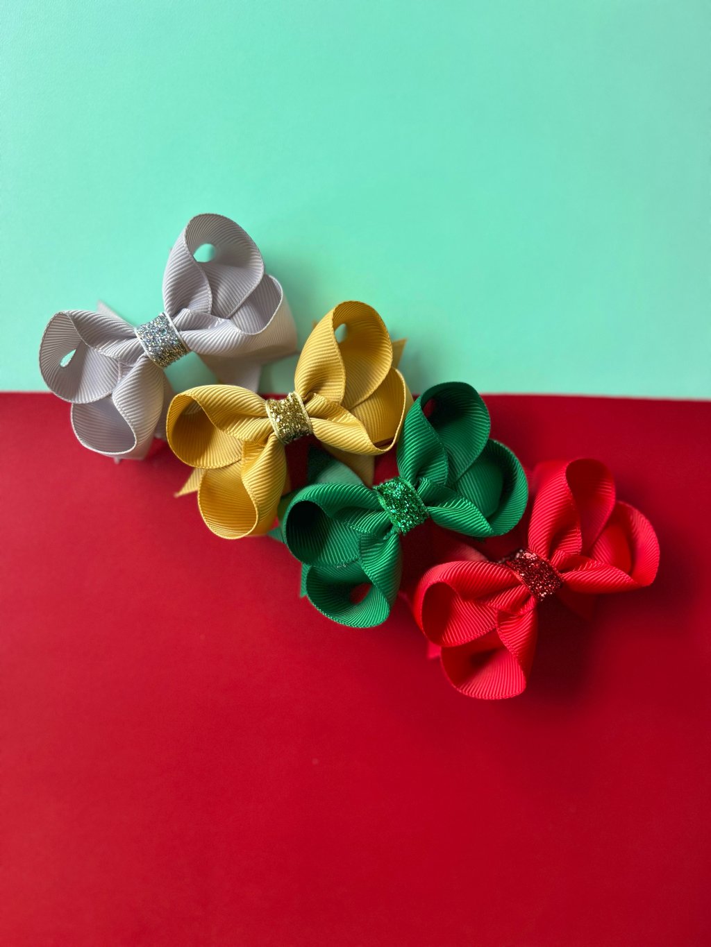 Kit 4 Laços Butterfly Pequeno Gorgurão no Bico de Pato - Boas Festas