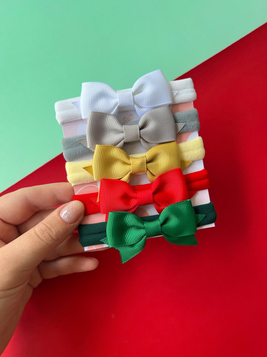 Kit 5 Laços Gravata com Pernas Gorgurão - Boas Festas