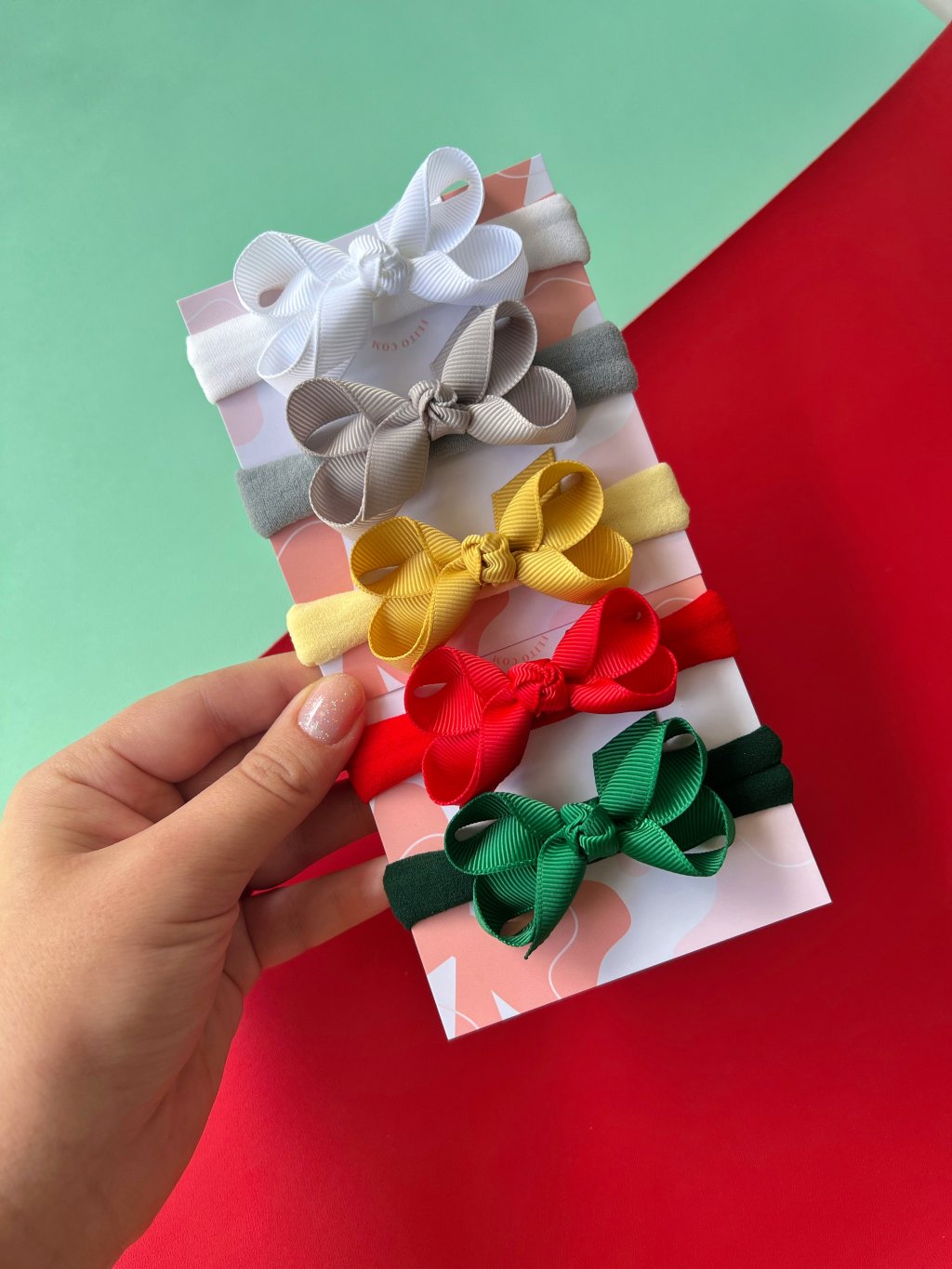 Kit 5 Laços Boutique Mini Gorgurão - Boas Festas