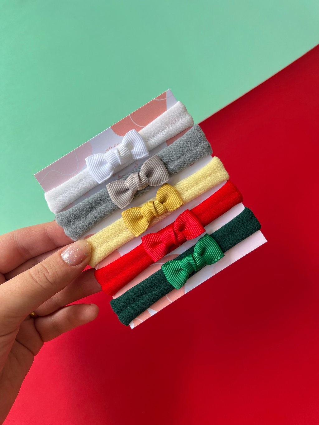 Kit 5 Laços Baby Gravatinha RN Gorgurão - Boas Festas