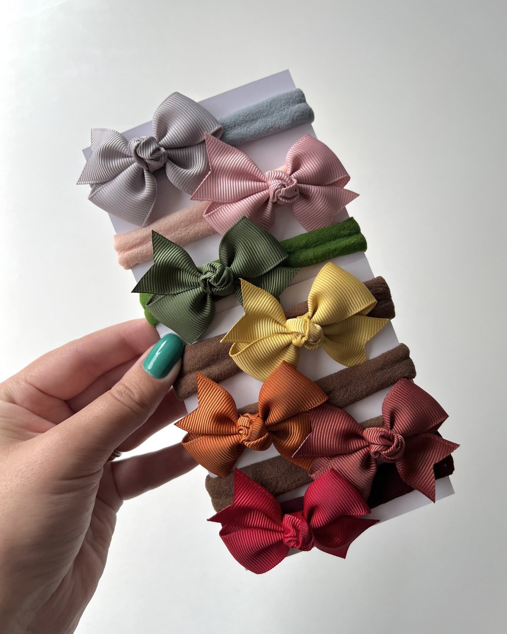 Kit 7 Laços Cata-vento Mini Baby Gorgurão Bico de Pato ou Faixinha MN04 - Coleção Outono/Inverno 25