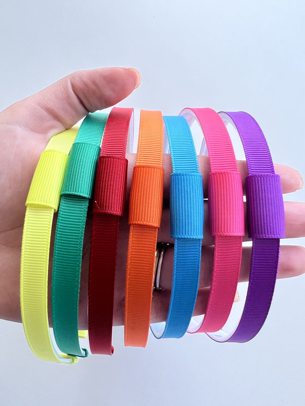 Kit 7 Tiaras Adaptadoras Gorgurão - Coleção Rainbow