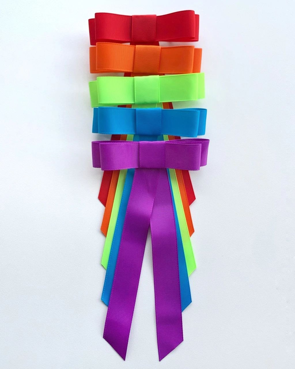 Kit 5 Laços Fly em Gorgurão Tamanho G na Presilha - Coleção Rainbow