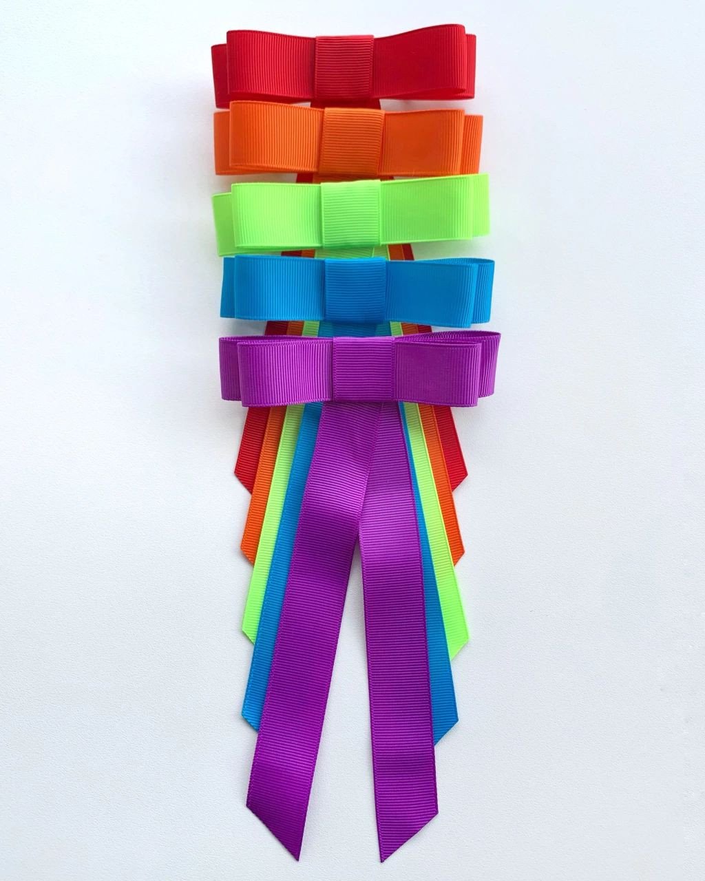 Kit 5 Laços Fly em Gorgurão Tamanho G na Presilha - Coleção Rainbow