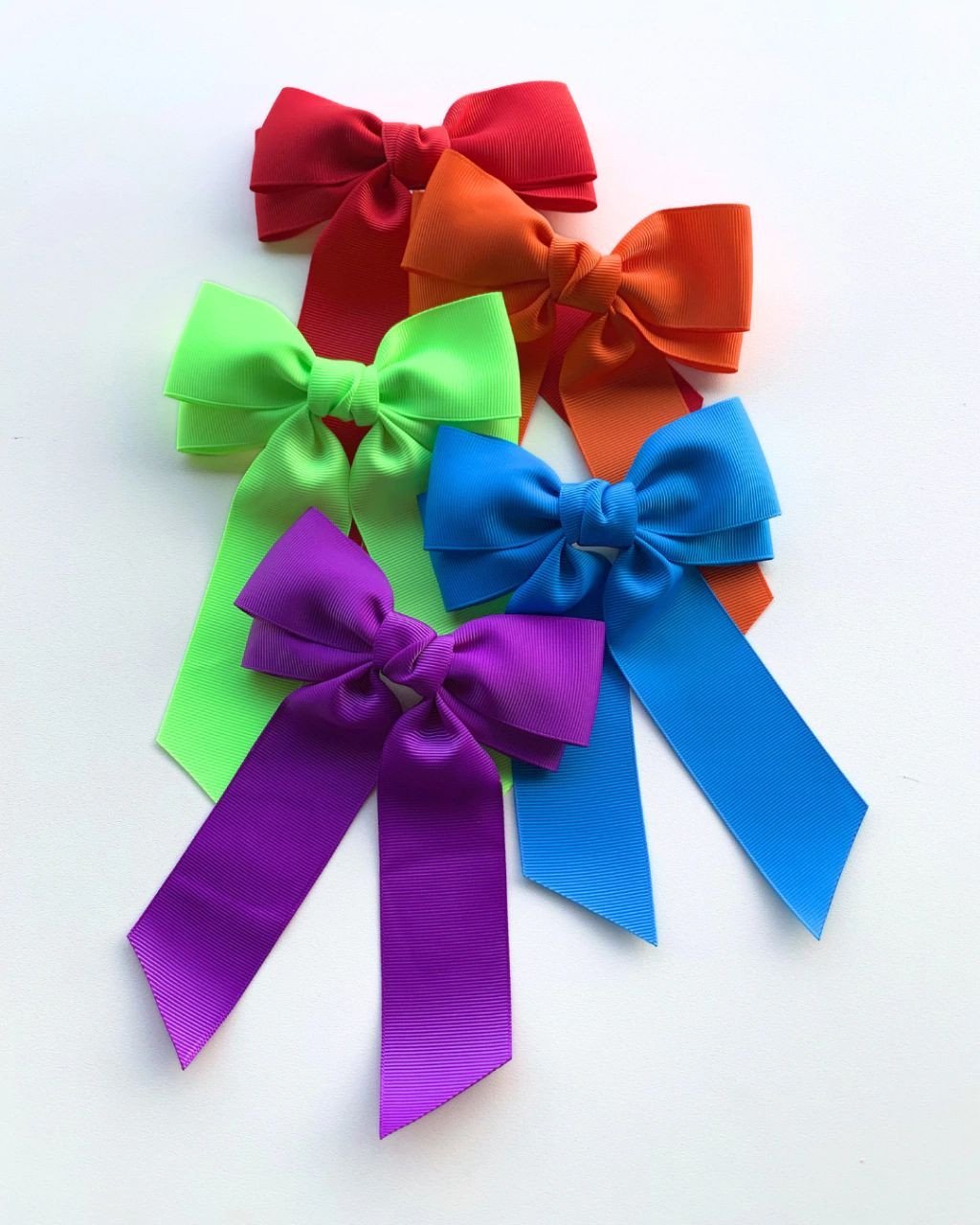 Kit 5 Laços Clara em Gorgurão Tamanho G na Presilha - Coleção Rainbow