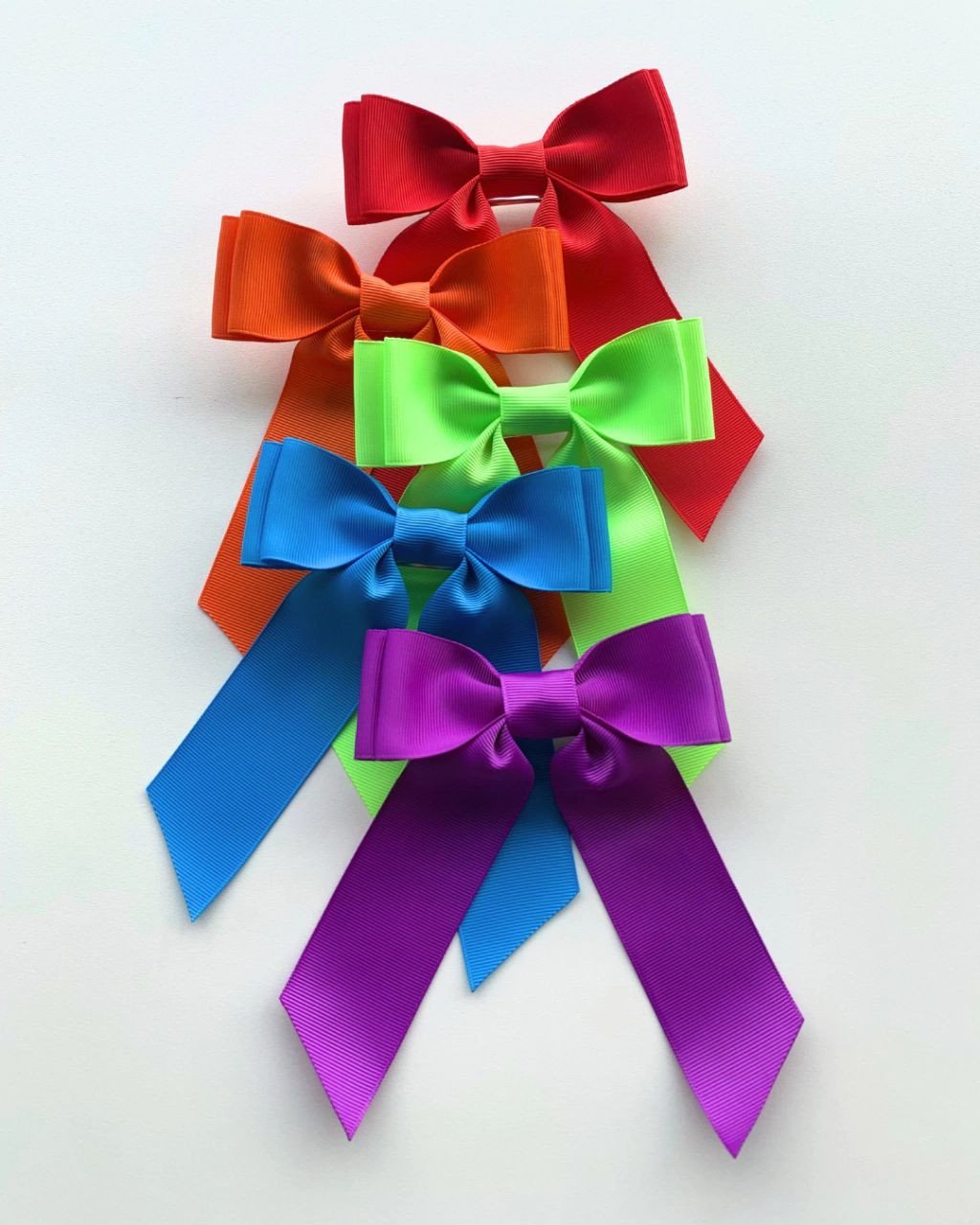 Kit 5 Laços Luna em Gorgurão Tamanho G na Presilha - Coleção Rainbow