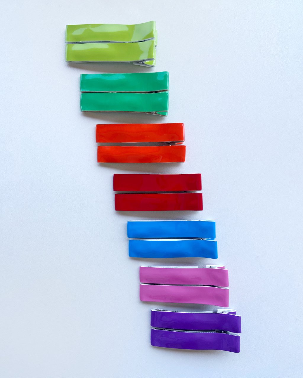 Kit 14 Hair Clips em Verniz (7 pares) - Coleção Rainbow