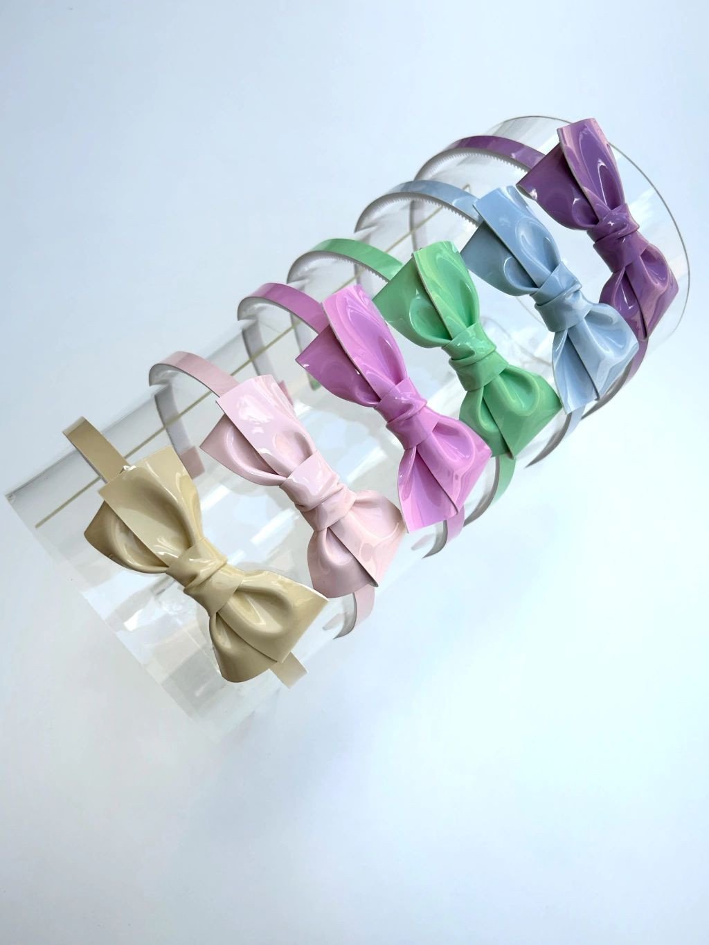 Kit 6 Tiara Laço Cruzado Verniz - Candy colors