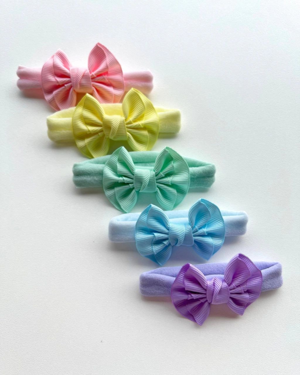 Kit 5 Laços Franzido Mini Baby MN09 - Candy Colors