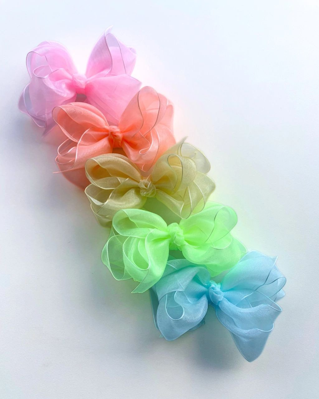 Kit 5 Laços Boutique Organza Grande G07 - Candy Colors