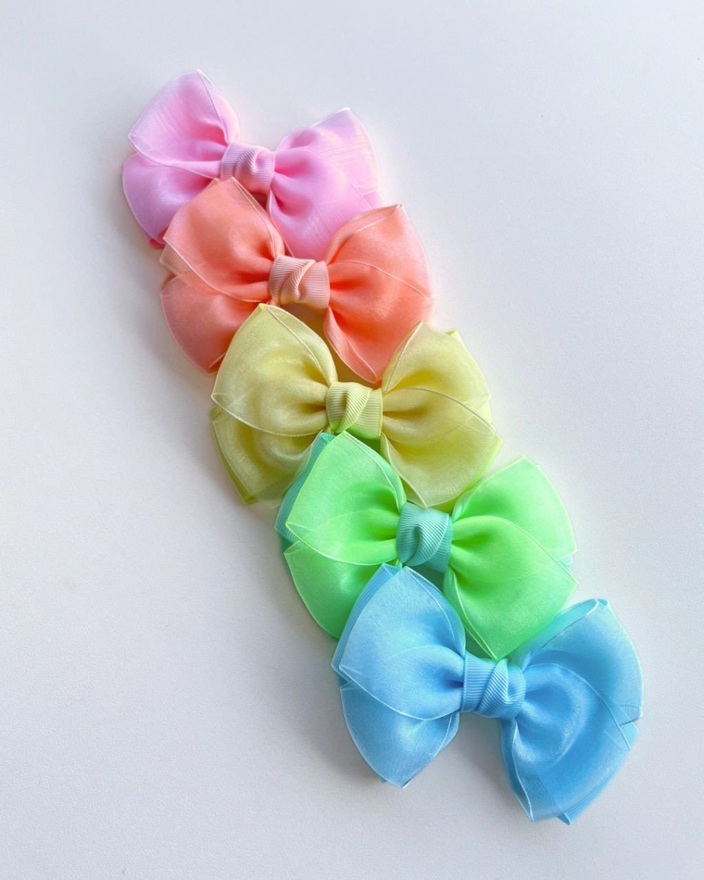 Kit 5 Laços em X Organza Grande G10 - Candy Colors