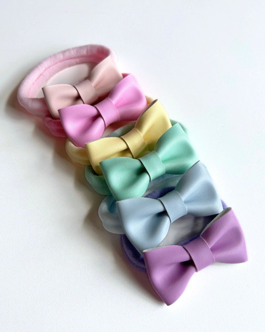 Kit 6 Laços em Napa Mini na faixinha - Candy colors