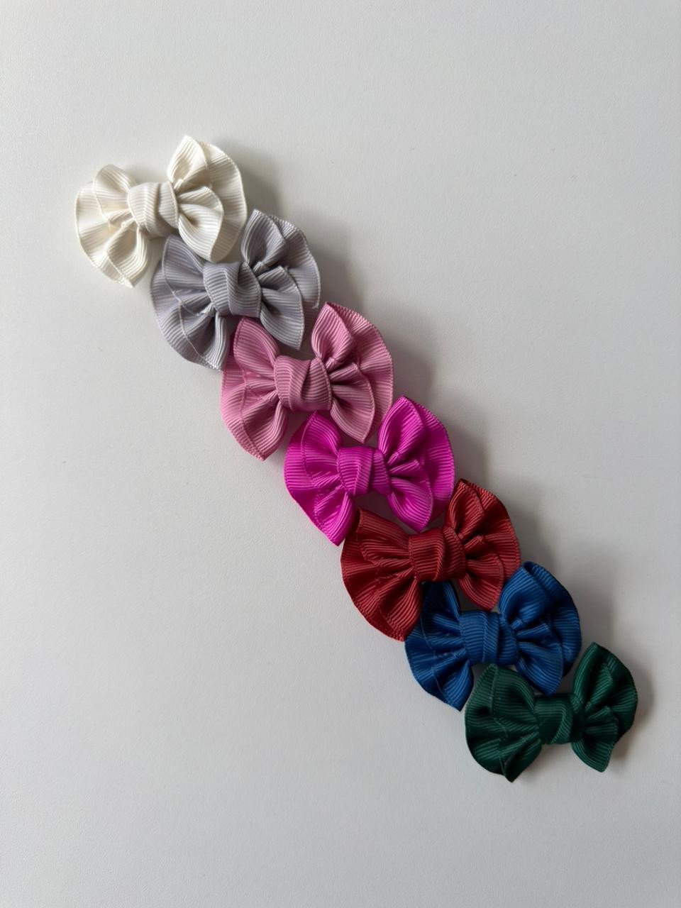 Kit 7 Laços Franzidos Mini Baby Gorgurão Bico de Pato ou Faixinha MN09 - Coleção Outono/Inverno 26