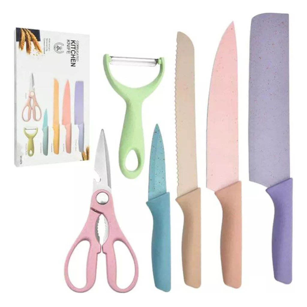 KIT FAQUEIRO COM 6 PEÇAS GRANDE COLORIDO ER-0278