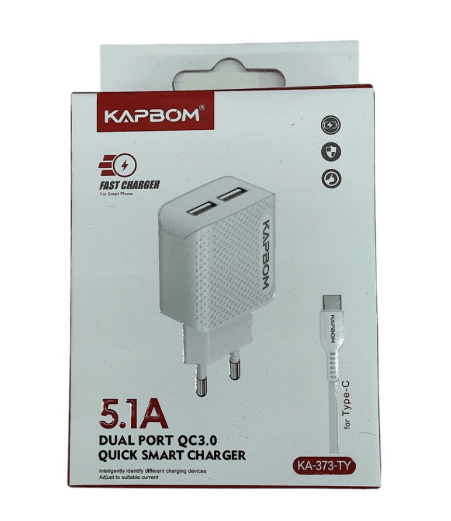 CARREGADOR TURBO TIPO C KAPBOM KA-372-TY 2USB