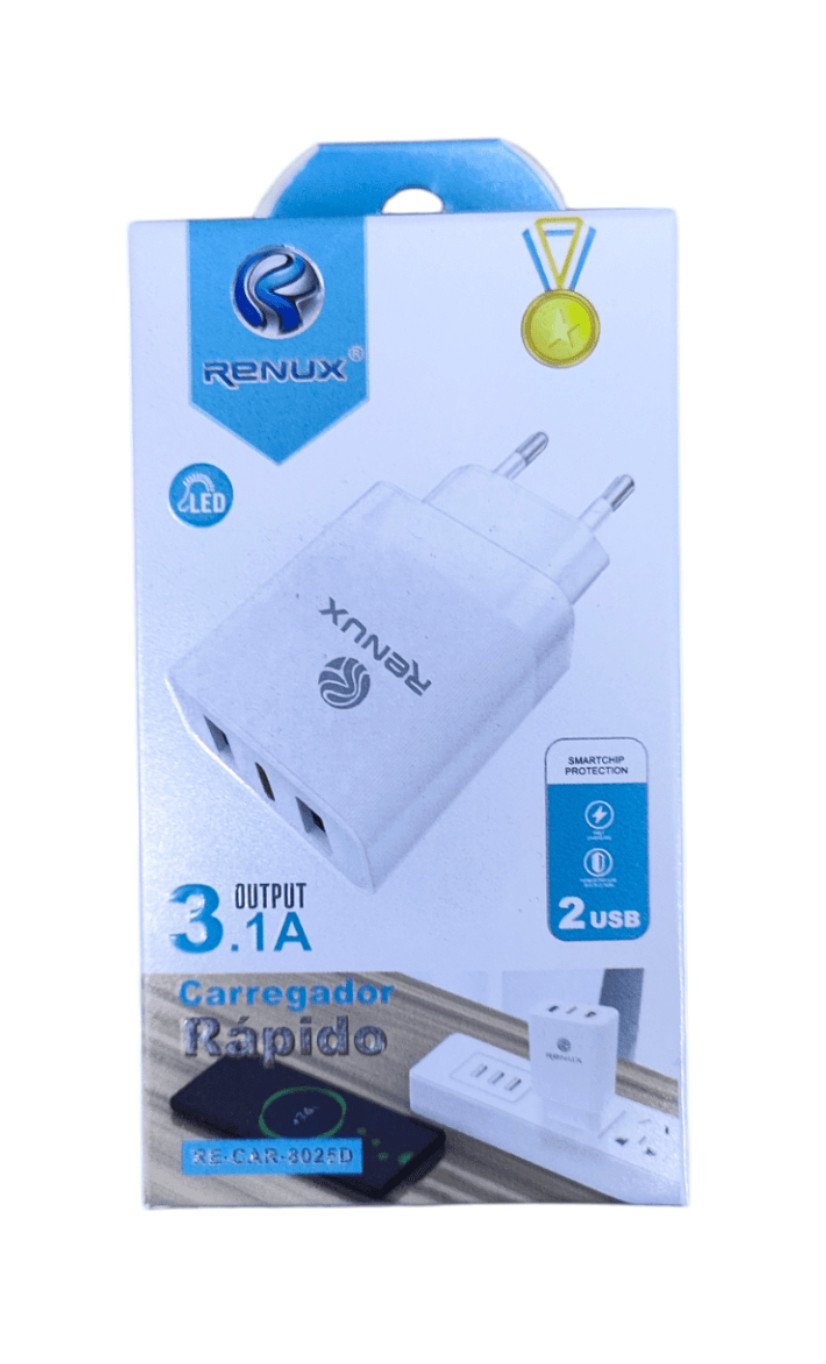 FONTE CARREGADOR RENUX 3.1A 2 USB