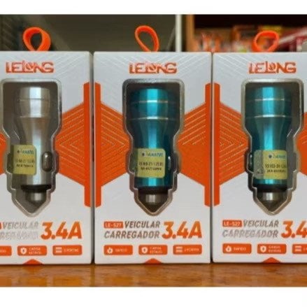 CARREGADOR VEICULAR 3.4A 2USB LELONG LE-527