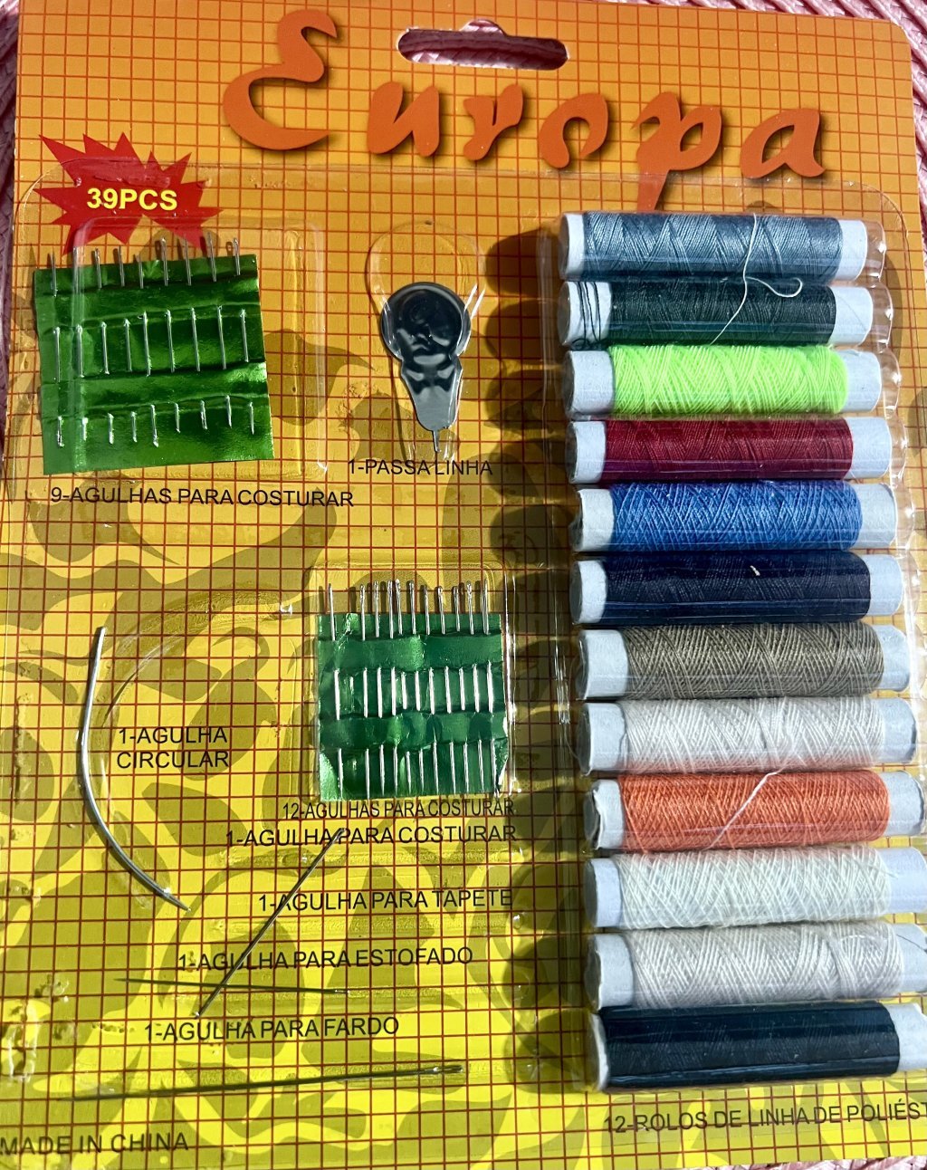 KIT COSTURA EUROPA COM AGULHA E LINHAS 