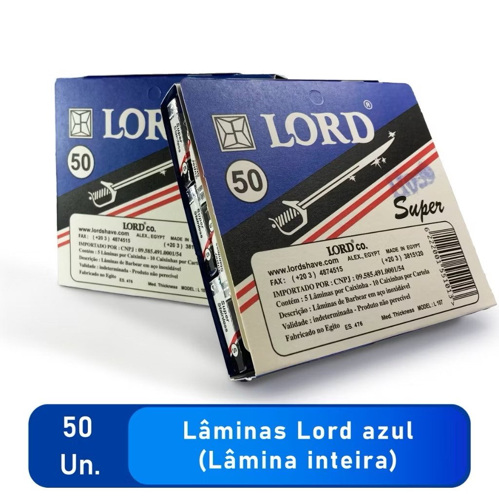 LÂMINA LORD SUPER AÇO CARTELA COM 50 UNIDADES