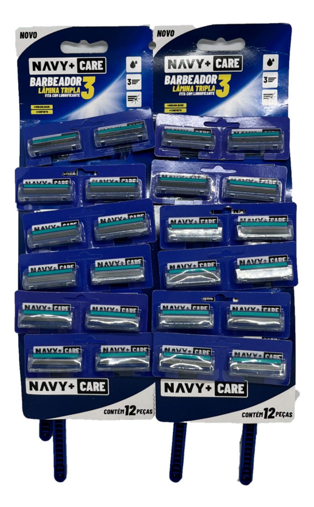 APARELHO DE BARBEAR NAVY 3 LÂMINAS BARBEADOR C/24 UNID AZUL