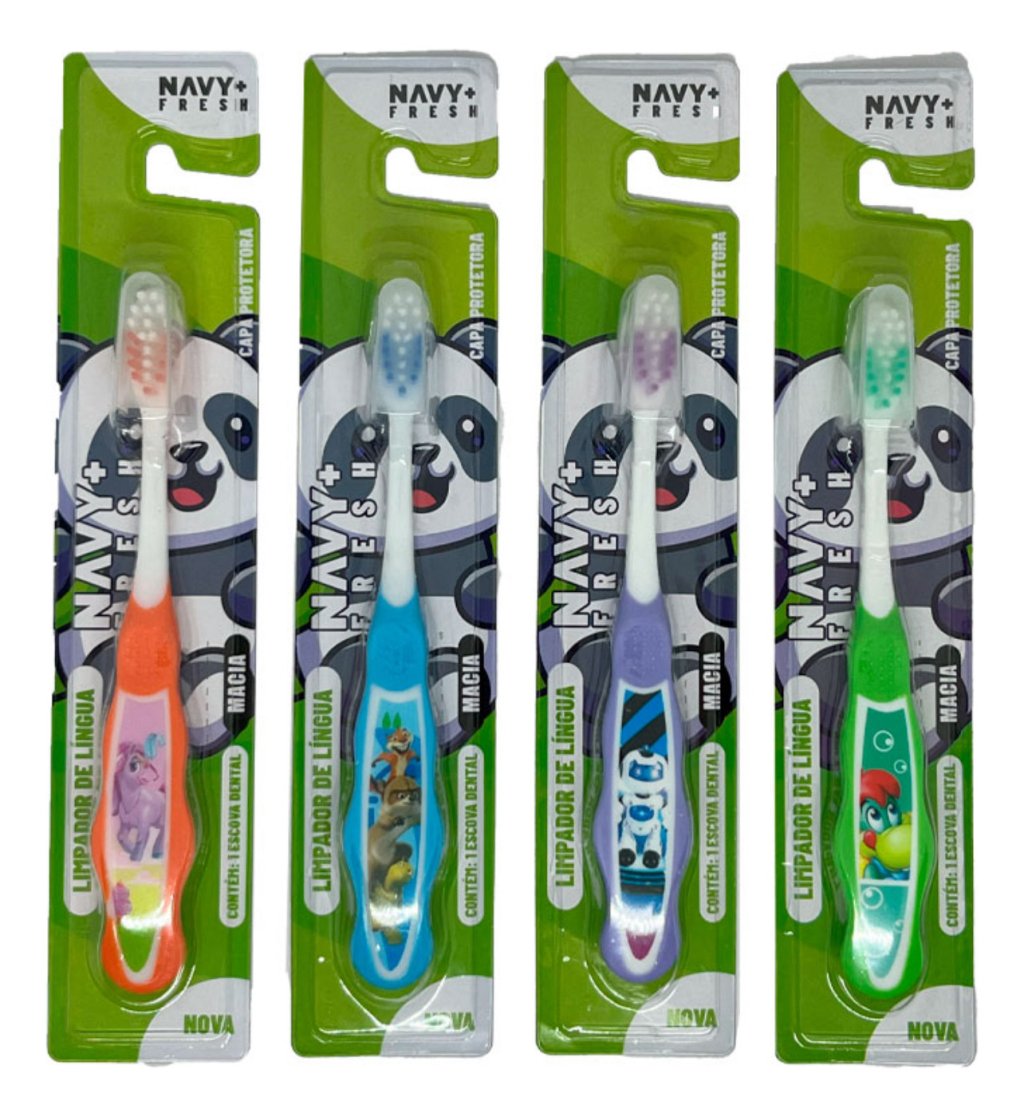 ESCOVA DE DENTE INFATIL MACIA C/12 UNIDADES CORES ALEATORIAS NAVY