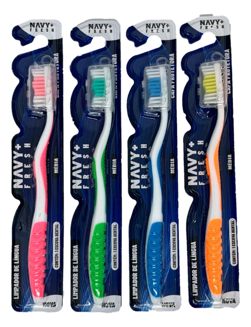 ESCOVA DE DENTE ADULTO MACIA C/12 UNIDADES CORES ALEATORIAS NAVY