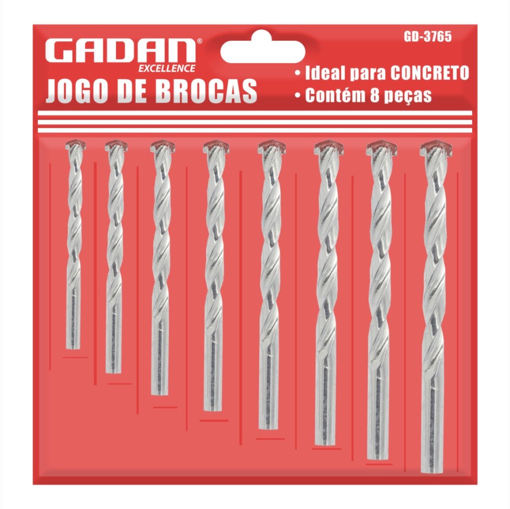 CONJUNTO COM 8 PEÇAS DE BROCAS PARA FURAR CONCRETO 3/4/5/6/7/8/9/10MM